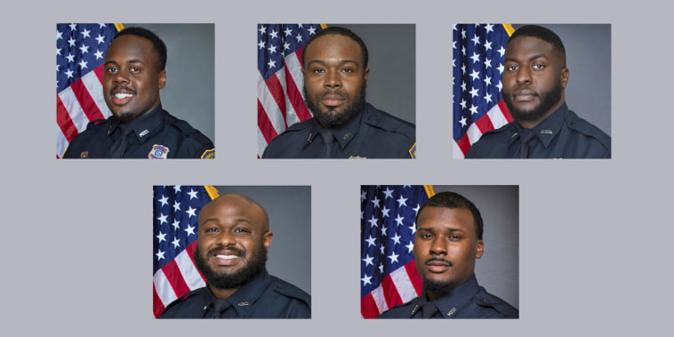 Five Memphis police officers were fired in connection with a traffic stop that led to the death of Tyre Nichols. Clockwise from top left: Tadarrius Bean, Demetrius Haley, Emmitt Martin III, Justin Smith and Desmond Mills Jr.