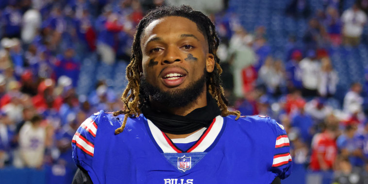 Damar Hamlin #3 of the Buffalo Bills after a game against the Tennessee Titans on September 19, 2022 in Orchard Park, NY.