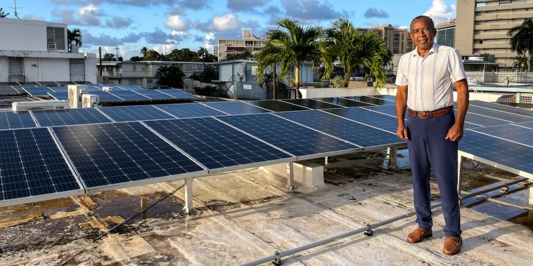 Víctor Santana installed rooftop solar panels in his home in San Juan, Puerto Rico.