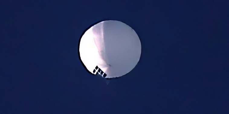 A high altitude balloon floats over Billings, Mont., on Feb. 1, 2023. 