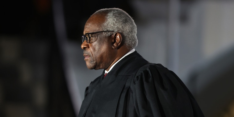 Clarence Thomas attends the ceremonial swearing-in ceremony for Amy Coney Barrett on the South Lawn of the White House