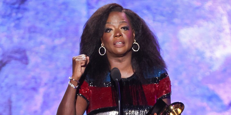 Viola Davis accepts the award for "Best Audio Book, Narration and Storytelling Recording" at the Grammy Awards.