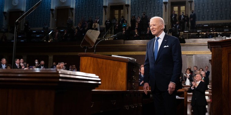 President Joe Biden arrives to speak during a State of the Union address at the Capitol on Tuesday, March 1, 2022. 