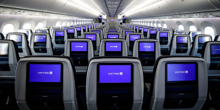 The interior of a United 787 Dreamliner at the Boeing manufacturing facility in North Charleston, S.C., on Dec. 13, 2022.