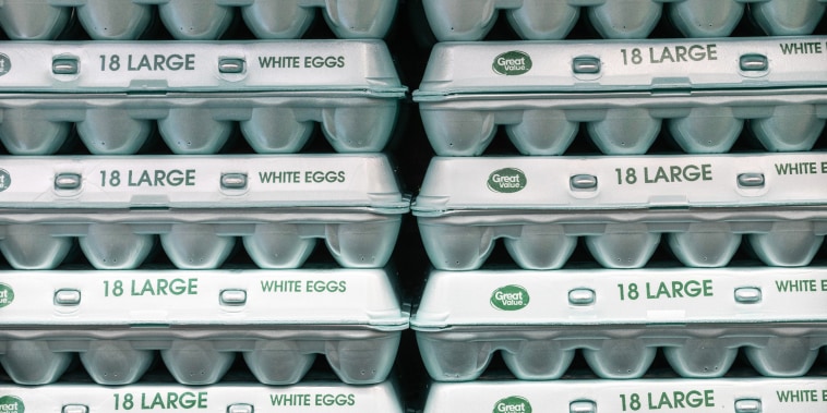 Indianapolis - Circa January 2023: Egg display at Walmart. Egg prices have gone up due to inflation and widespread bird flu.