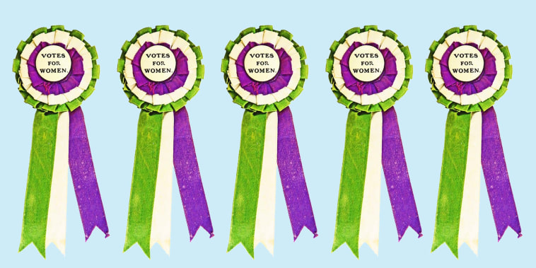 votes for women ribbons on blue background