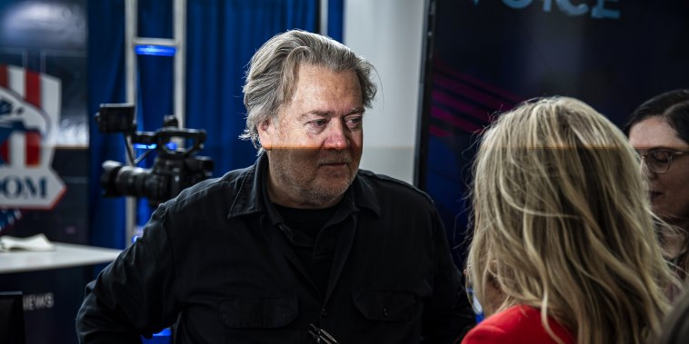 Steve Bannon, former adviser to Donald Trump, during the Conservative Political Action Conference (CPAC) in National Harbor, Md., on March 2, 2023.