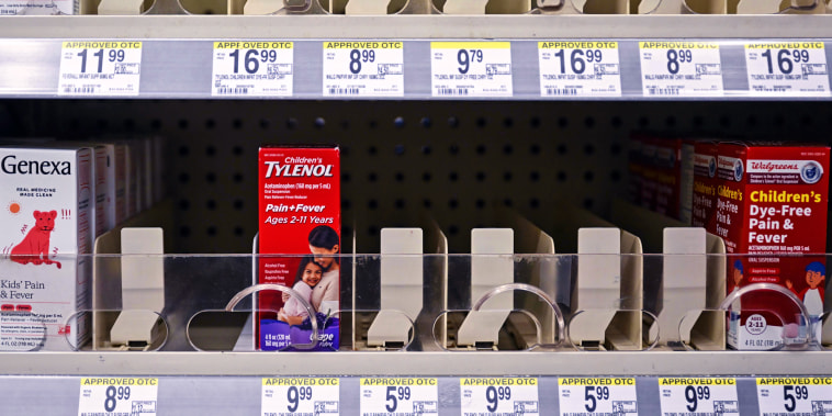 Shelves remain nearly empty of children's medicine at a Walgreens, in New York