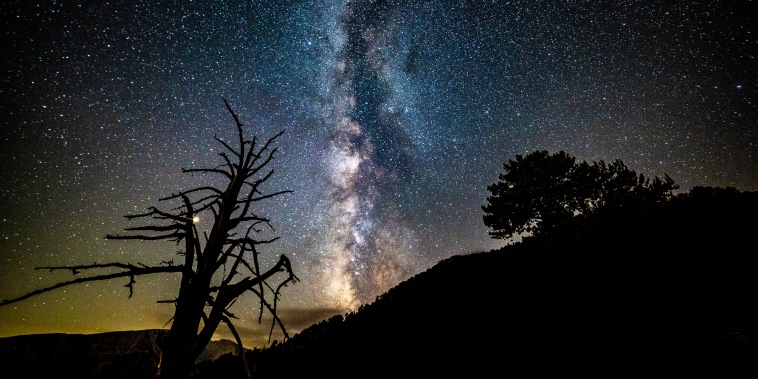 The Milky Way over Mount Olympus in Greece on Aug. 13 2018.