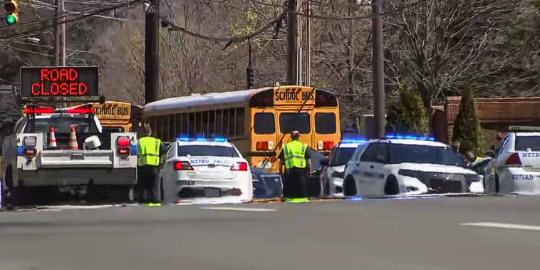 The scene of a shooting at The Covenant School, a private Christian school in Nashville, Tenn., on March 27, 2023.
