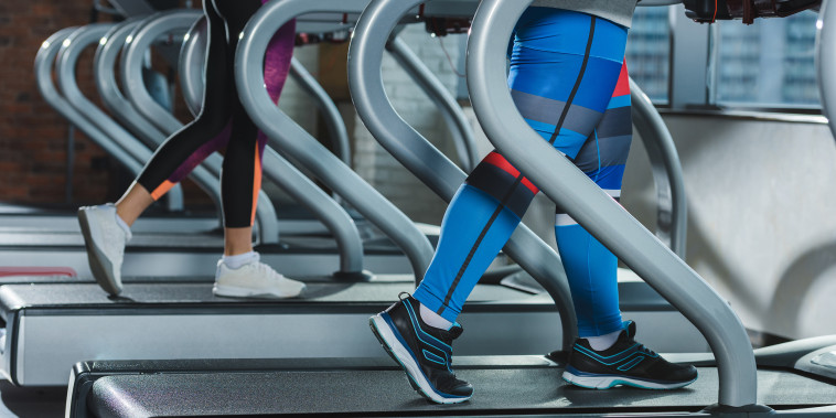 Women training on treadmills