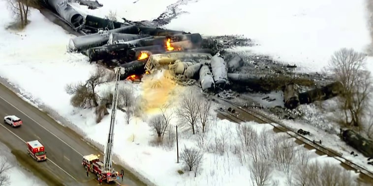 Derailed train cars carrying ethanol erupted in flames in Raymon, Minn.