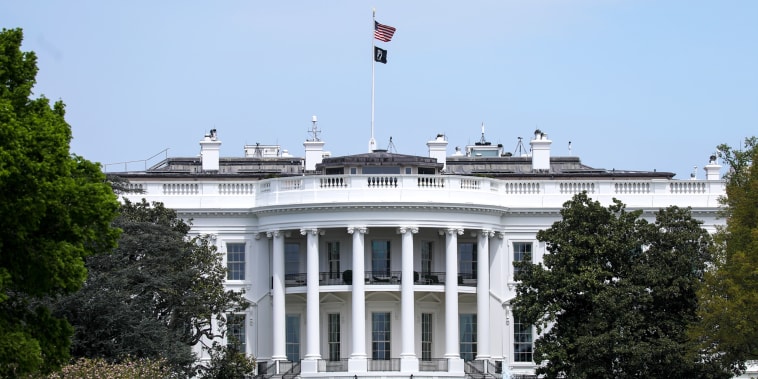 The south facade of the White House in Washington DC, United States on April 21, 2022.
