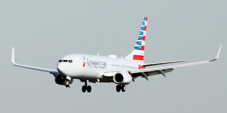 An American Airlines jet lands at Laguardia AIrport on Nov. 10, 2022 in New York City.