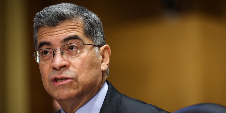 Health and Human Services Secretary Xavier Becerra testifies before the Senate Finance Committee on March 22, 2023.