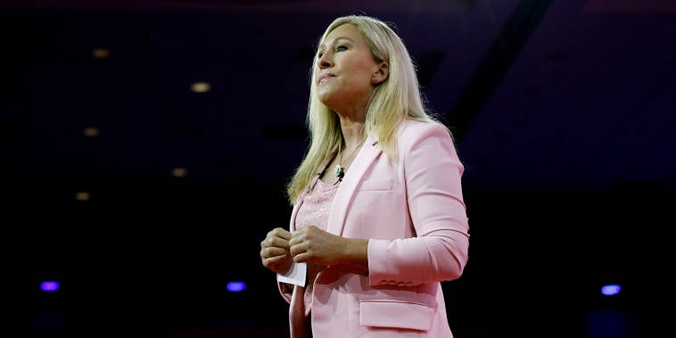 Marjorie Taylor Greene during the Conservative Political Action Conference in National Harbor, Md.