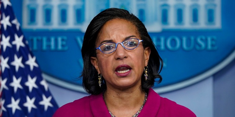 Domestic Policy Advisor Susan Rice speaks during the daily press briefing at the White House on Jan. 26, 2021.