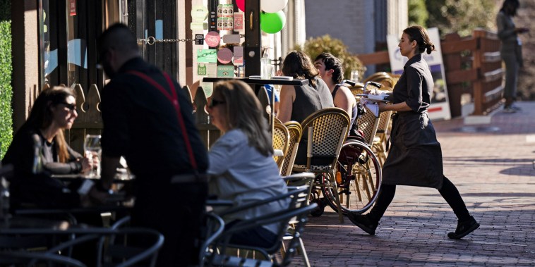 Customers dine outside at a restaurant in Washington, D.C, on Feb. 23, 2023.