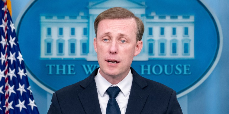 White House national security adviser Jake Sullivan at a White House press briefing on April 24, 2023.