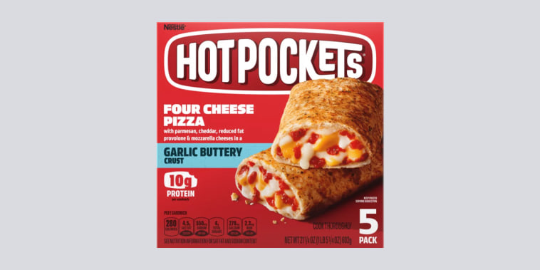 Hot Pockets, four cheese pizza.
