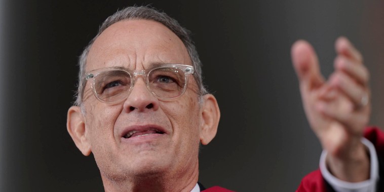 Tom Hanks delivers a commencement address during Harvard University commencement exercises 