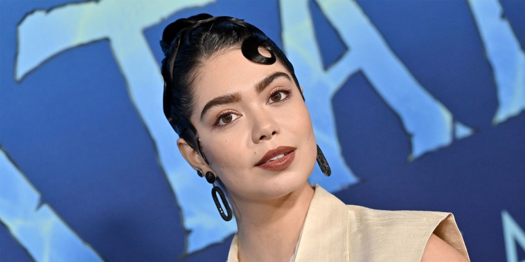 Auli'i Cravalho at the "Avatar 2: The Way of Water" premiere at Dolby Theatre on Dec. 12, 2022 in Hollywood, California. 