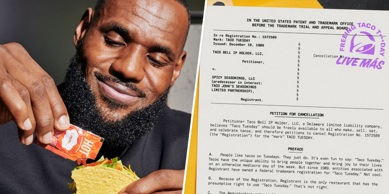 Taco Bell announces LeBron James is joining its efforts to free the "Taco Tuesday" trademark for all.