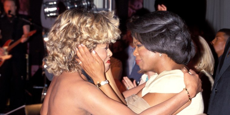 Tina Turner and Oprah Winfrey & Stedman Graham during O, The Oprah Magazine Launch Party at The Metropolitan Pavilion in New York, New York, United States. 