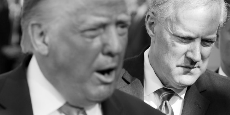 Donald Trump with Mark Meadows on the South Lawn of the White House in 2020.