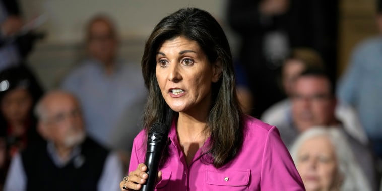 Nikki Haley during a town hall campaign event, in Ankeny, Iowa