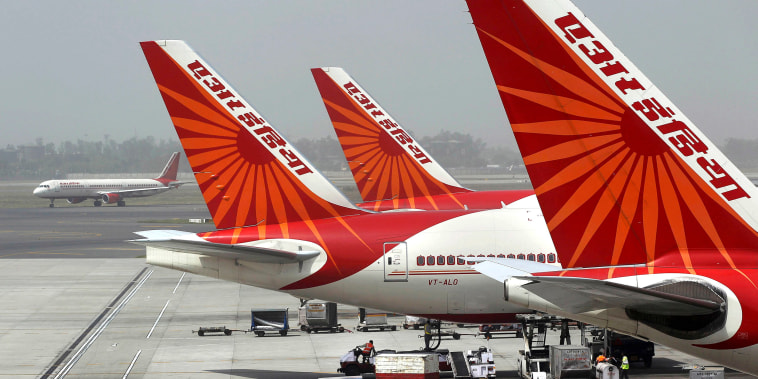 FILE - Air India aircrafts stand at Indira Gandhi International Airport in New Delhi, India, April 29, 2011.  An Air India plane flying from New Delhi to San Francisco landed in Russia after it developed an engine problem, officials said on Wednesday, June 7, 2023. The plane, carrying 216 passengers and 16 crew members, landed safely at Russia’s Magadan airport in the country’s far east on Tuesday, Air India said in a statement.