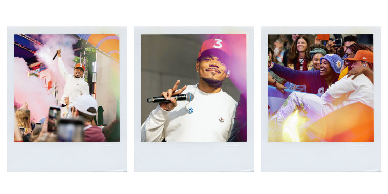 Polaroids of chance the rapper performing for the citi concert series on the today show
