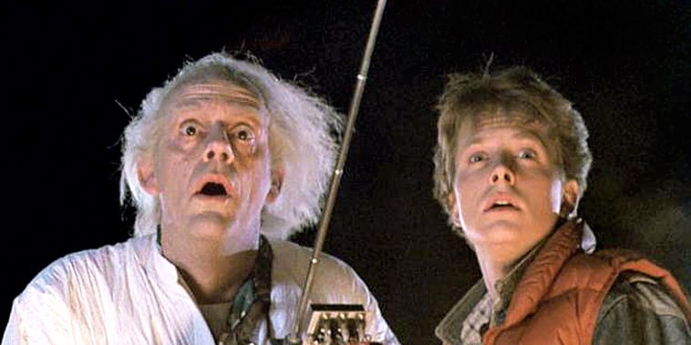Christopher Lloyd and Michael J. Fox in 1985 film "Back To The Future."