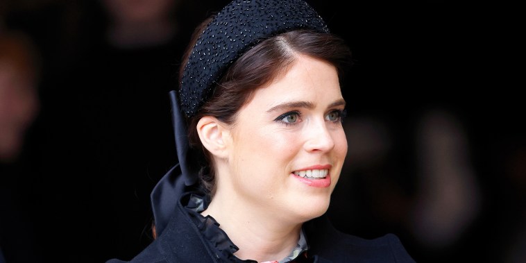 Princess Eugenie at a Service of Thanksgiving for the life of Prince Philip, Duke of Edinburgh on March 29, 2022 in London, England.