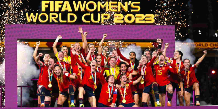 Las españolas celebran su coronación en la Copa Mundial Femenina de la FIFA Australia & Nueva Zelanda 2023.
