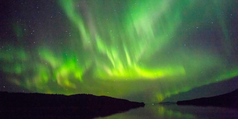 Northern lights over Frederick Sound in Southeast Alaska,