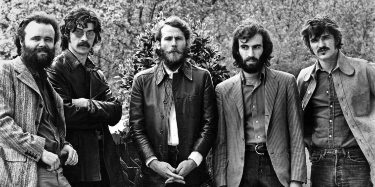 From left, Garth Hudson, Robbie Robertson, Levon Helm, Richard Manuel and Rick Danko of The Band in 1971.