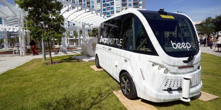 The new self driving SWAN (Shuttling with Autonomous Navigation) shuttle bus.