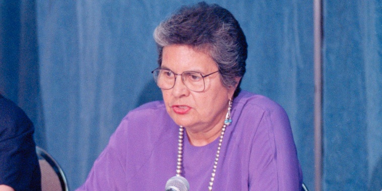 Ada Deer, assistant Interior Secretary for Indian Affairs, meets reporters in September 1995, in Washington.