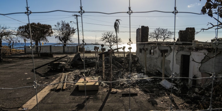 Remains of a building from the Lahaina Maui fire on Aug. 16, 2023.