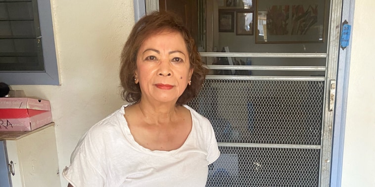 Lilia Vicera, 73, is part of a small group of residents who have continued living at home in Lahaina after the devastating wildfire.