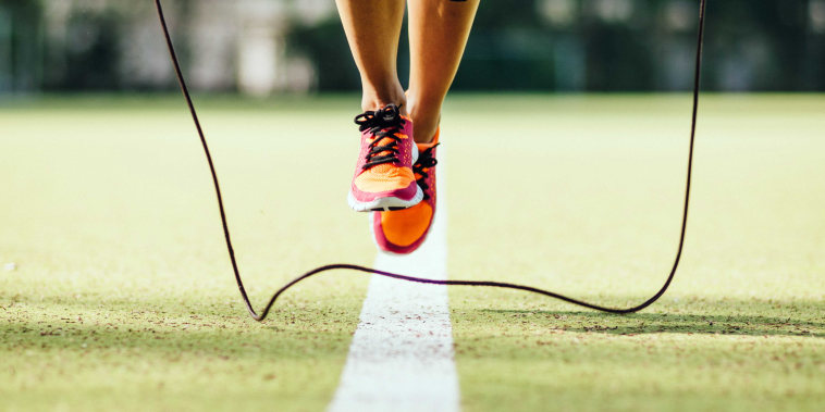 Woman doing jump roping.