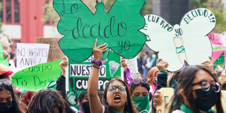 A march demanding legal, free and safe abortions in Mexico City in 2022.