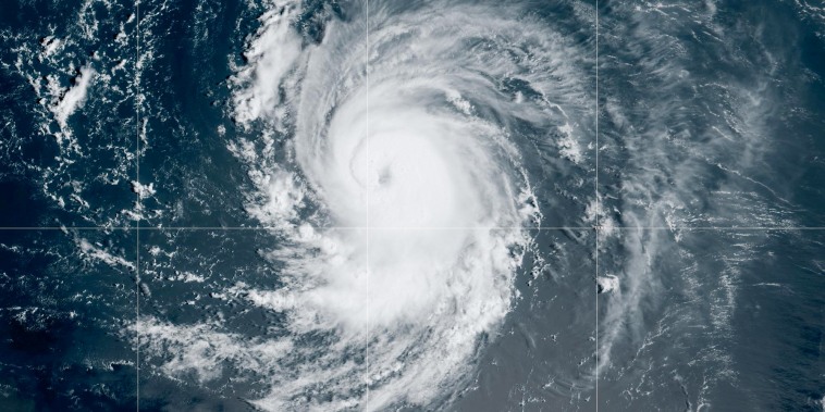 A satellite image of Hurricane Lee on Sept. 7, 2023.