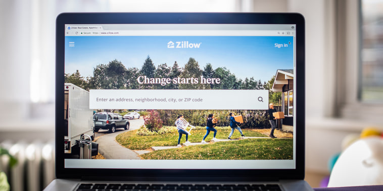 The Zillow website on a laptop.