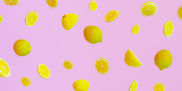 3d Render of Lemons on Pink Background, Concept of Food and Healthy Life