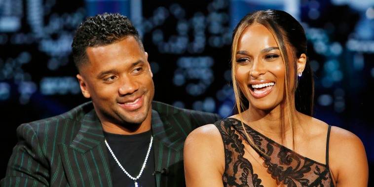 Russell Wilson and Ciara on "Jimmy Kimmel Live" on March 1, 2022. 