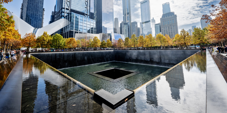 The north pool of the 9/11 memorial at the World Trade Center in New York.