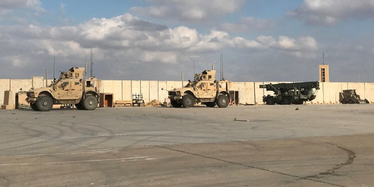 U.S. military vehicles at the al-Asad air base in Anbar province, Iraq, in 2020.
