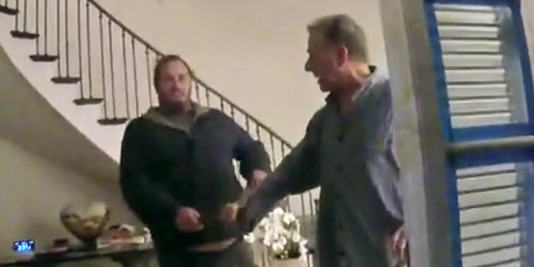 Body cam footage of David DePape, left, moments before he attacked Paul Pelosi at his San Francisco home.